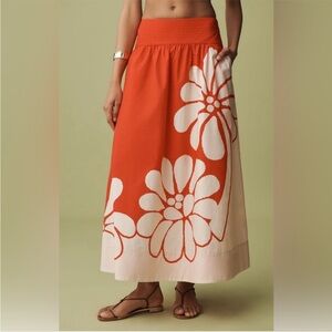 Farm Rio Printed Poplin Midi Skirt